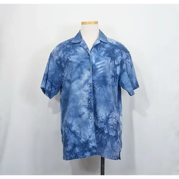 Vintage 90s Top Pants Set Blue Tie Dye Boho Misses Size S L - Picture 2 of 11